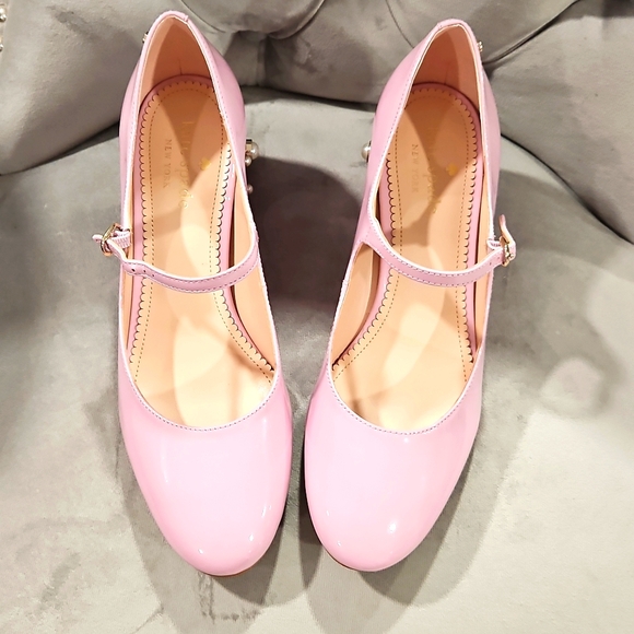 KATE SPADE PINK PATENT LEATHER WITH PEARL ACCENTS - Picture 2 of 5